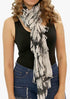 Women’s Chiffon Print Kaftan Tunic - White and Black Tie-Dye "India"